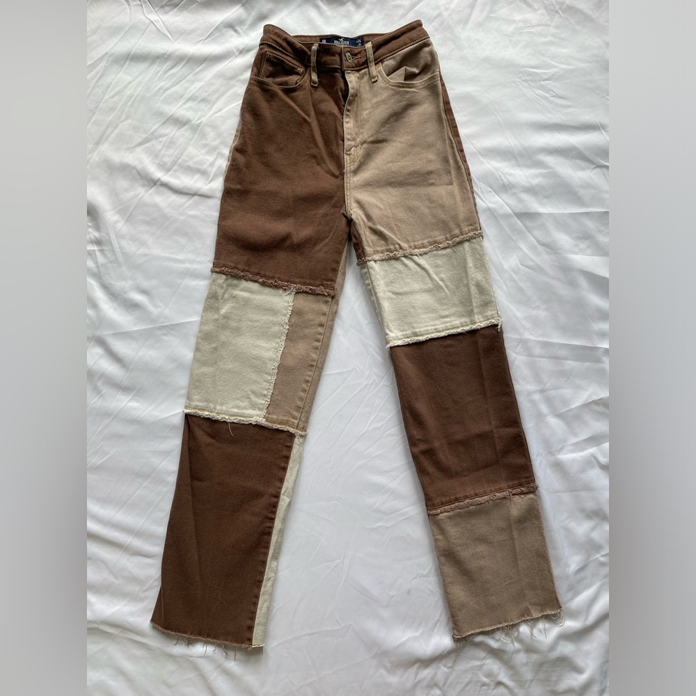 Hollister Patchwork High-Rise Dad Jeans